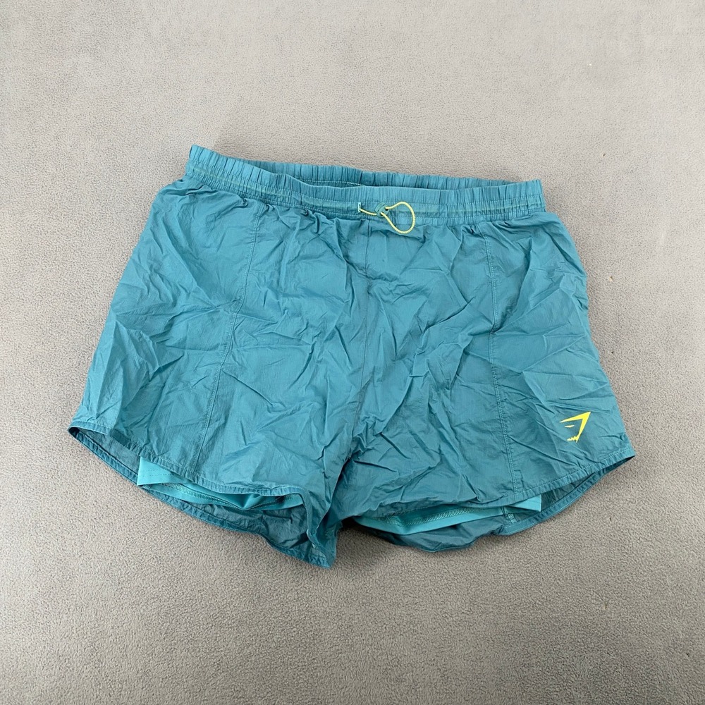 Gymshark Mens XL Teal Blue 2-in-1 Running Shorts B1A4X Training Gym